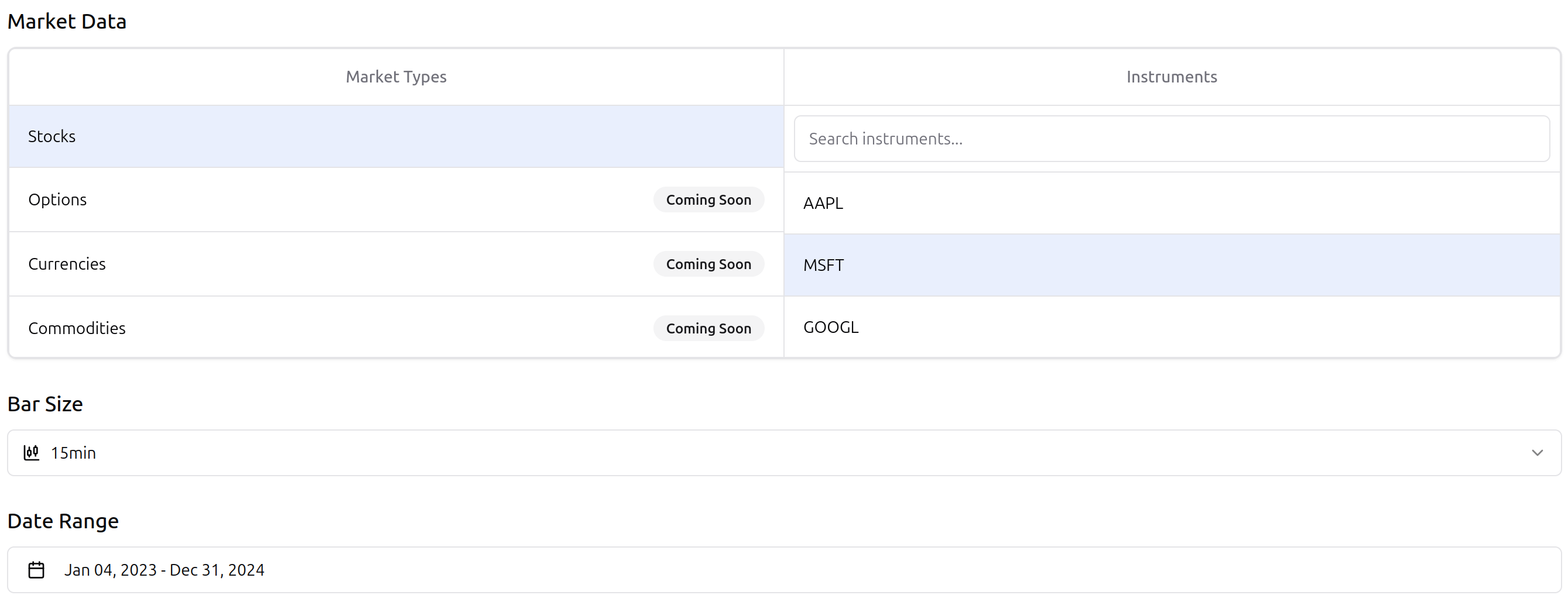 Backtest Configuration